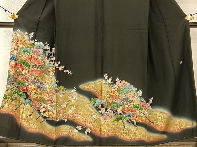 平和屋着物□豪華黒留袖 友禅 作家物 枝草花文 正絹 逸品 CAAT7652oy