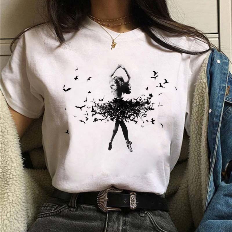 新品】バレエTシャツ 斬新アートなジョークTシャツ アートなバレリーナ