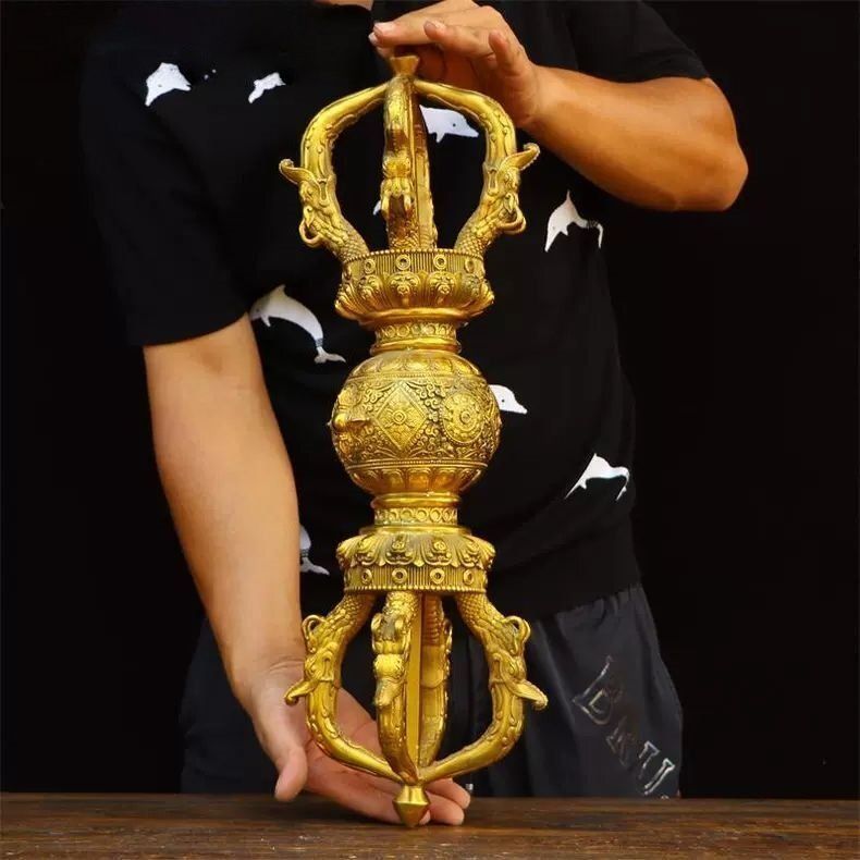 密教法具 五鈷杵 密教法具 チベット お守り 大々型 金剛杵寺院仏具 手道具 金剛杵真鍮仏具 27.5cm