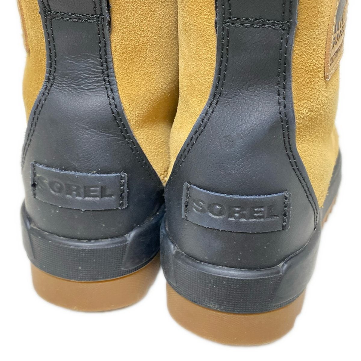 磨かれた SOREL ソレル ショートブーツ 24 レディース - ダークイエロー×黒 編み込み|WATERPROOF レザー