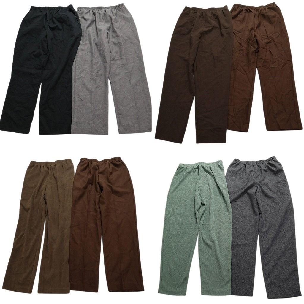 古着卸 まとめ売り イージーパンツ パンツ 8枚セット (レディース XL ) 無地系 ブラック ブラウン グレー くすみカラー MW9409