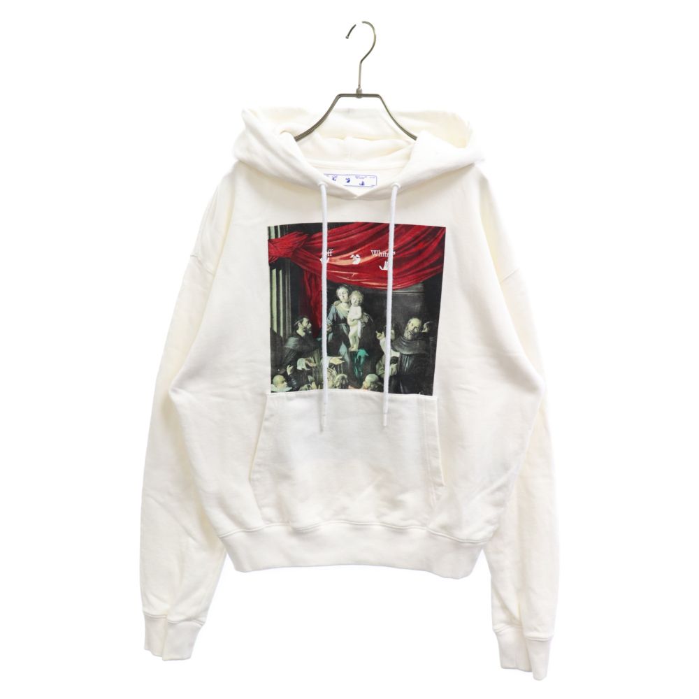 OFF-WHITE オフホワイト 20AW CARAVAGGIO PAINTING OVER HOODIE OMBB037E20FLE003 カラヴァッジョ ペインティングオーバーフーディー スウェットプルオーバーパーカー ホワイト OFF-WHITE (オフホワイト) 20AW CARAVAGGIO PAINTING OVER HOODIE