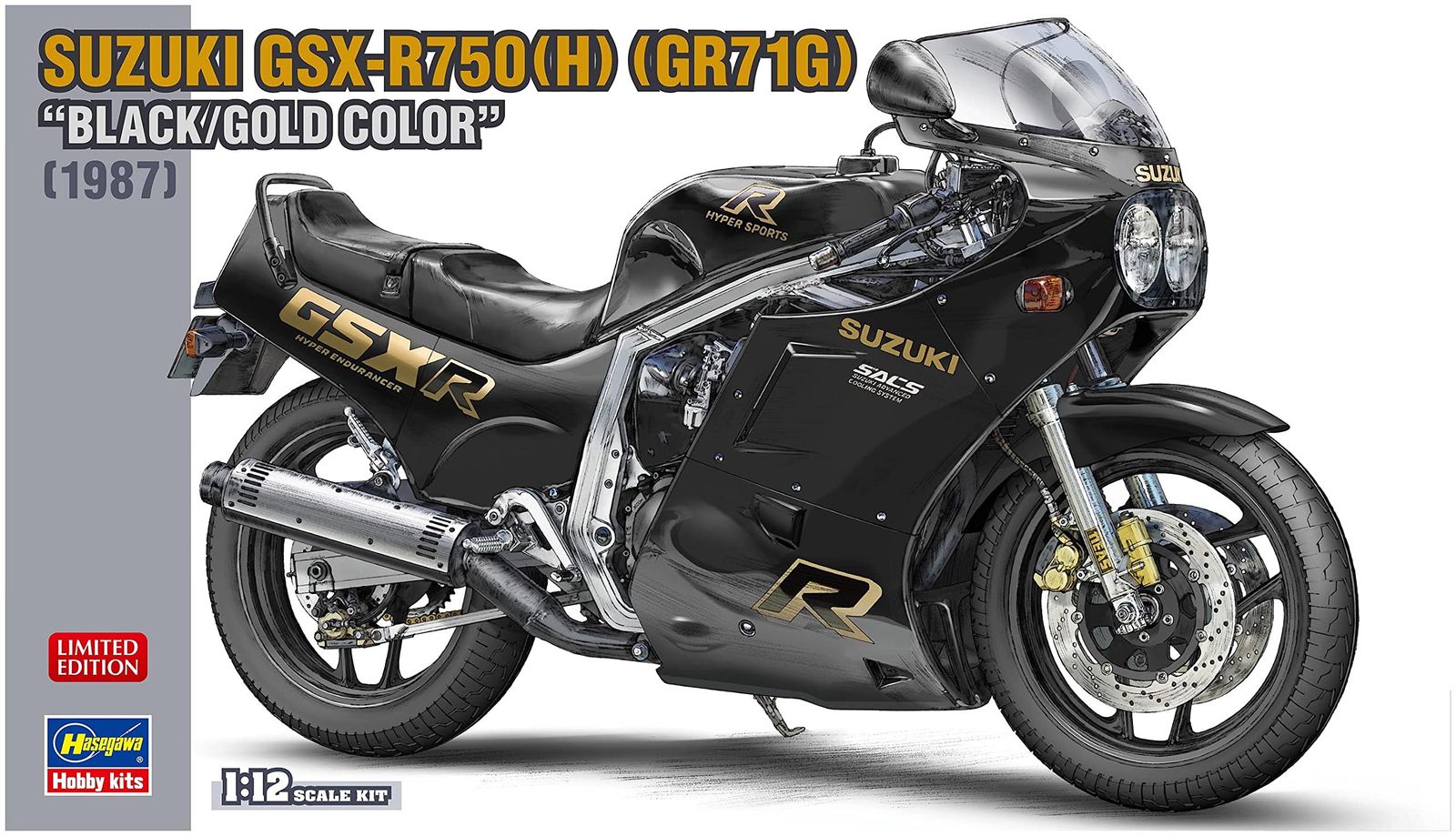ハセガワ 1|12 スズキ GSX-R750 H GR71G ブラック|ゴールド プラモデル 21749