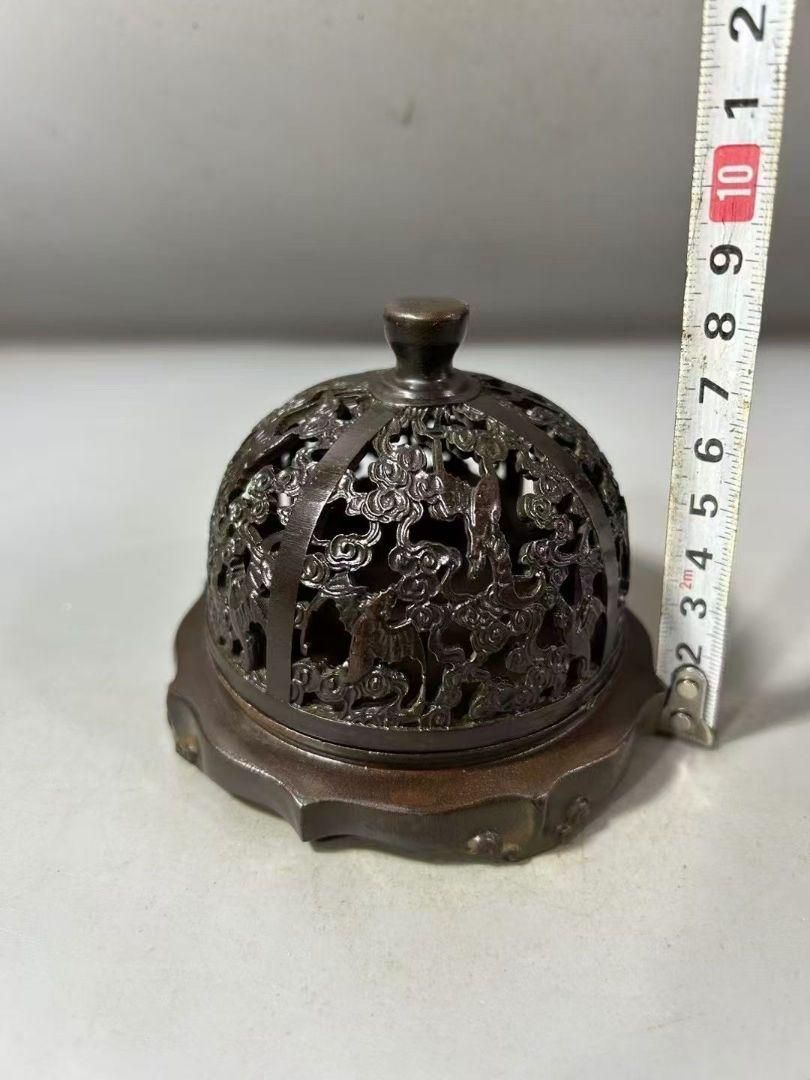 銅 細工 浮紋如意薫炉 薫香炉 禅室安神香炉 茶道香炉 装飾品