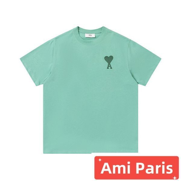 新品未使用】 Ami Paris アミパリス 半袖 Tシャツ グリーン 男女兼用 ロゴ刺繍 S、M、L、XL - メルカリ