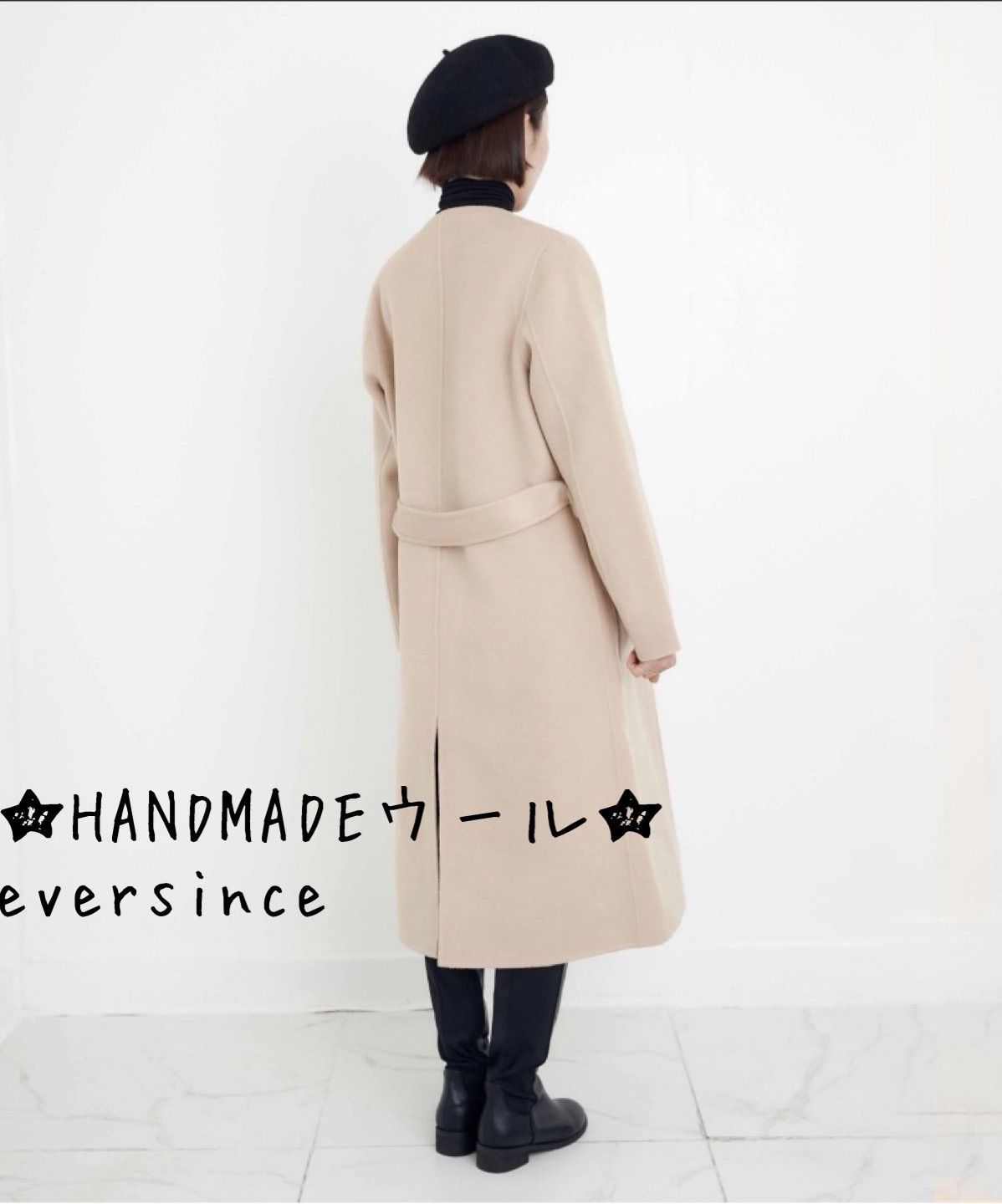 HANDMADEウール・ノーカラーコート eversince/エバーシンスー