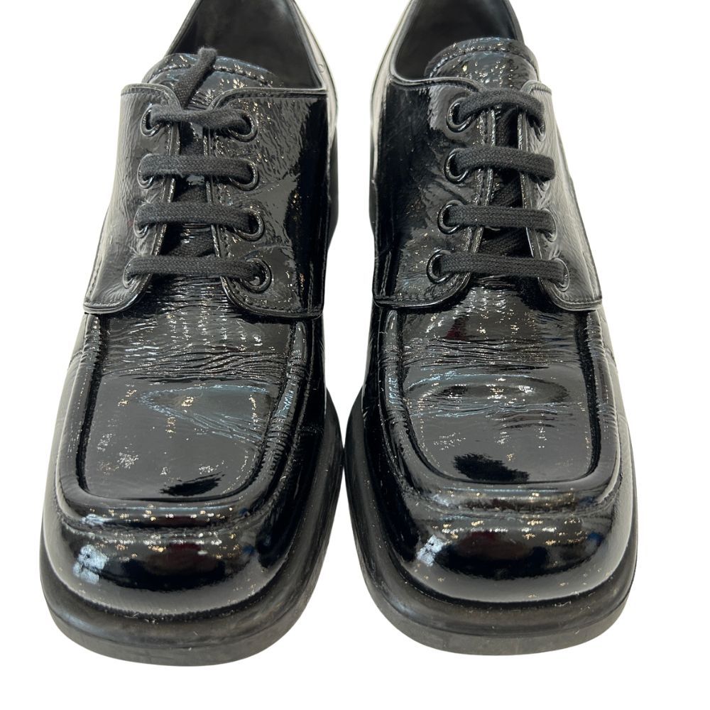 良品 miu miu ミュウミュウ レースアップ パテントレザー レース