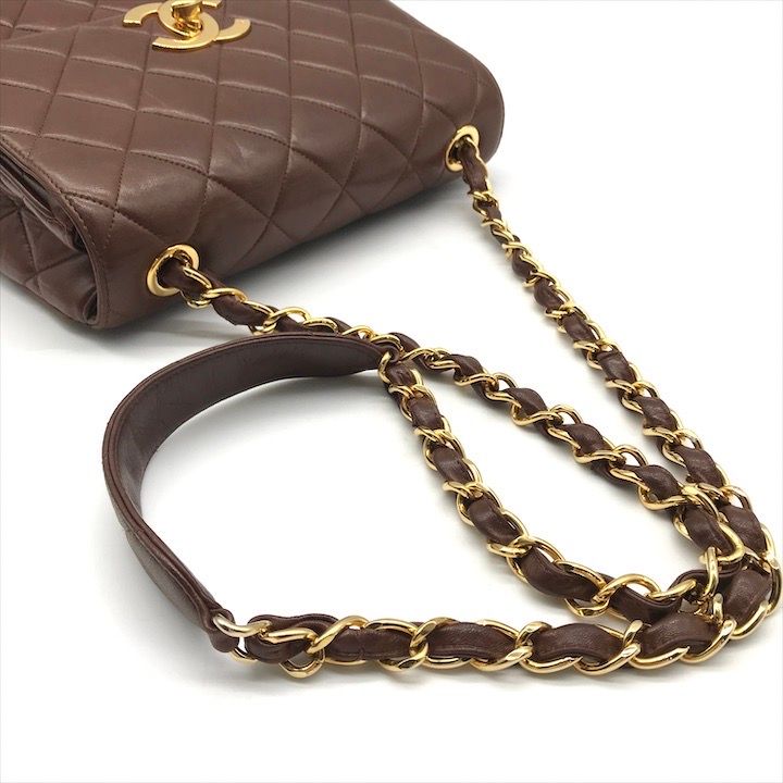 美品 CHANEL シャネル ココマーク デカココ マトラッセ ラムスキン チェーン ショルダー バッグ 斜め掛け ブラウン レディース a7725 CHANEL - 美品 CHANEL シャネル ココマーク デカココ マトラッセ