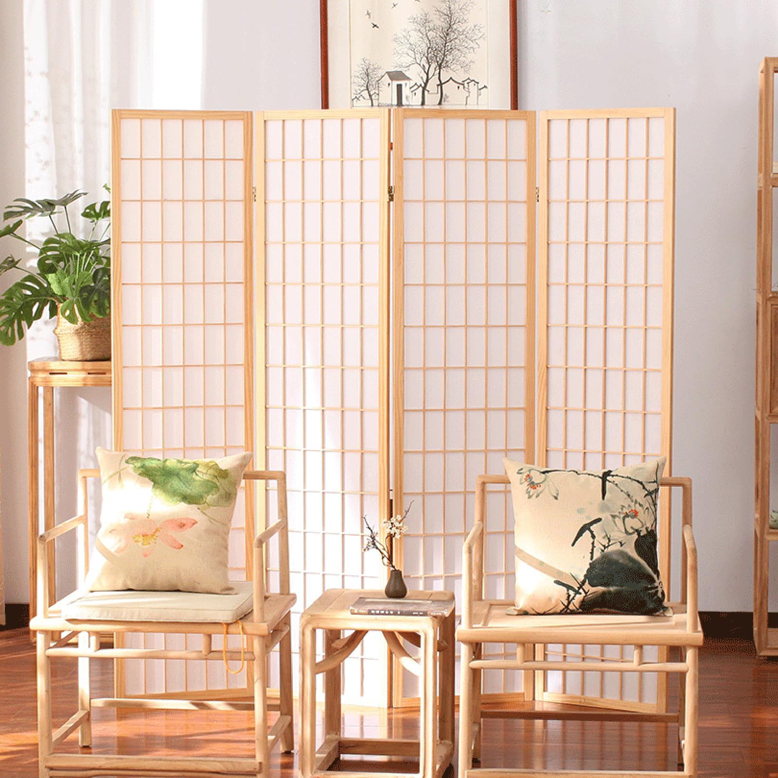 Fuyutu パーテーション 4連 間仕切り 和風衝立 高さ150 178cm スクリーン おしゃれ 完成品 部屋 仕切り 屏風 目隠し 軽量 折りたたみ 飲食店 オフィス 事務所 WWW_KANDAIZUMI_COM