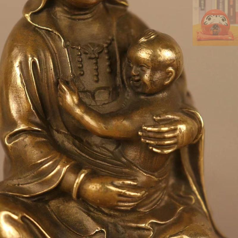 送子観音菩薩 菩薩像 観音像 風水 置物 オブジェ 銅製 仏像 子宝