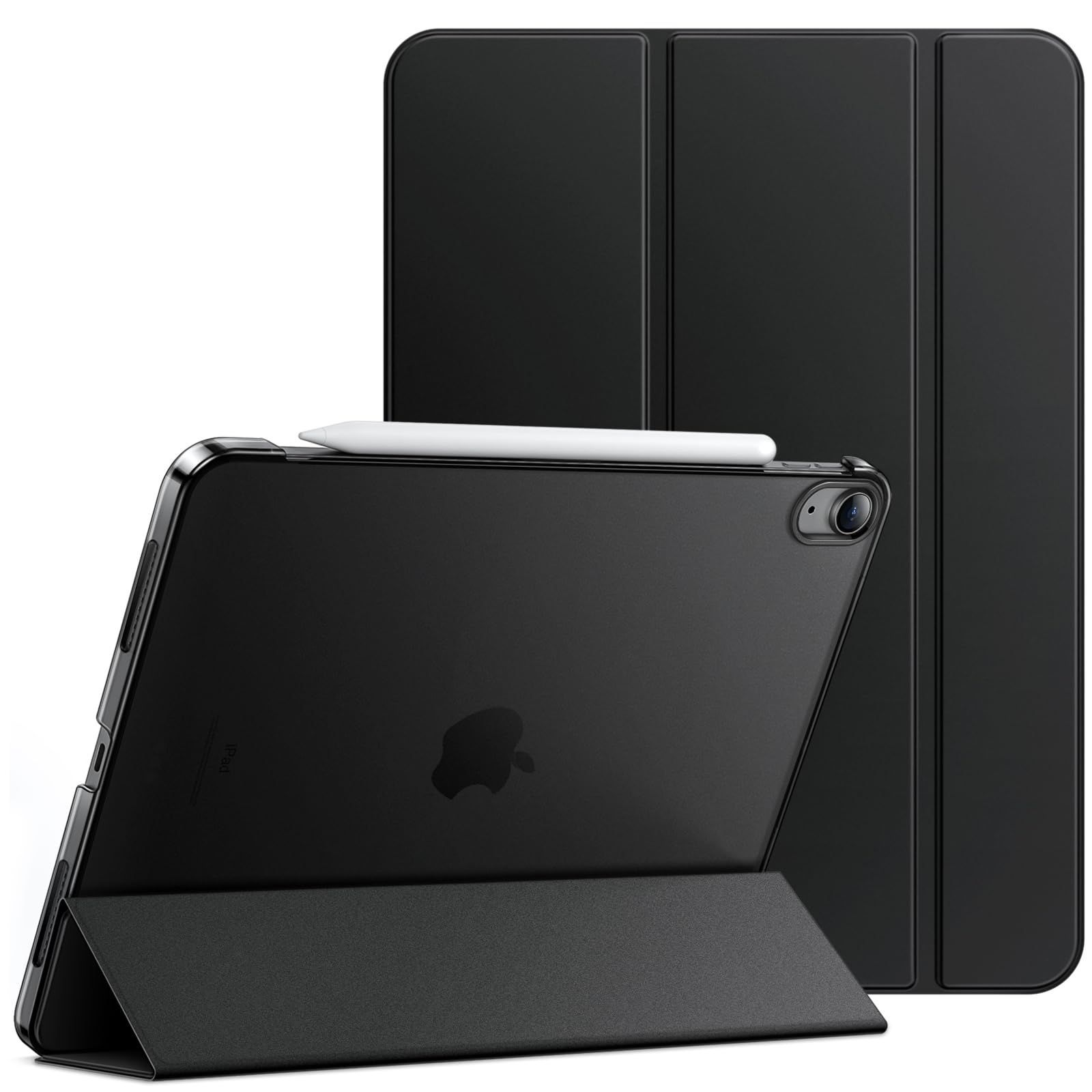 M2 2025 インチ iPadAir5|4 11 ケース 2025|2020モデル 10.9インチ スリムスタンドハードバック Air ウェイクアップ|オートスリープ機能付き iPad タブレットカバー JEDirect ブラック