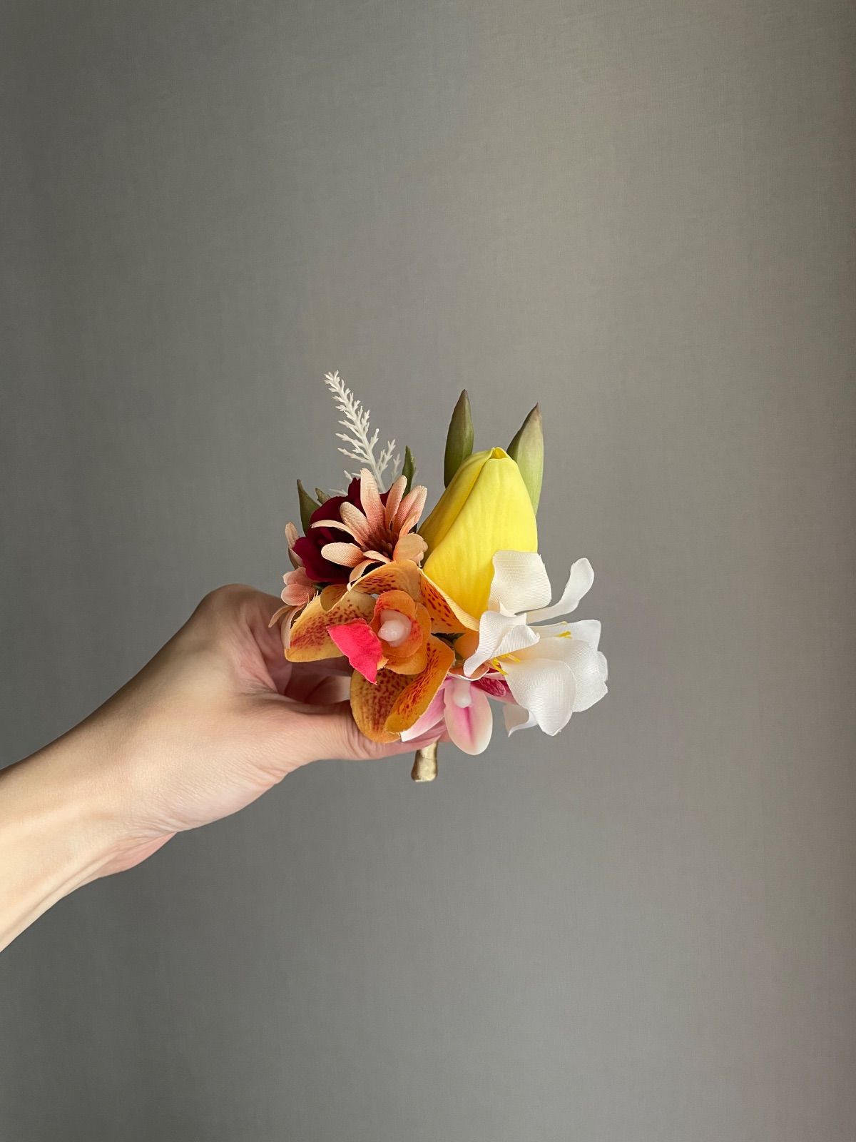 2周年記念セール☆】 peach×terracotta×yellow カラフルクラッチブーケ