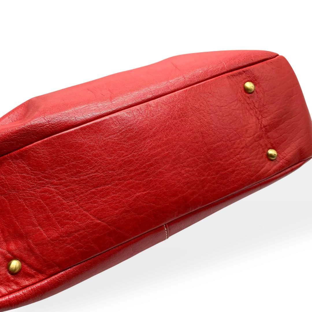 極美品　box21　ボックス２１　トートバッグ　レザー　レッド　本革　肩掛け 極美品 box21 ボックス21 トートバッグ レザー レッド 本革