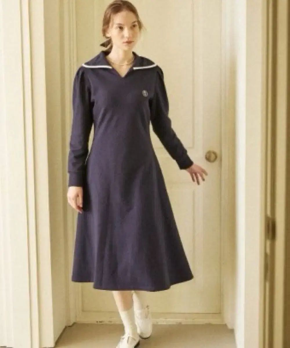 非ローカル ワッペン ドレス ネイビー