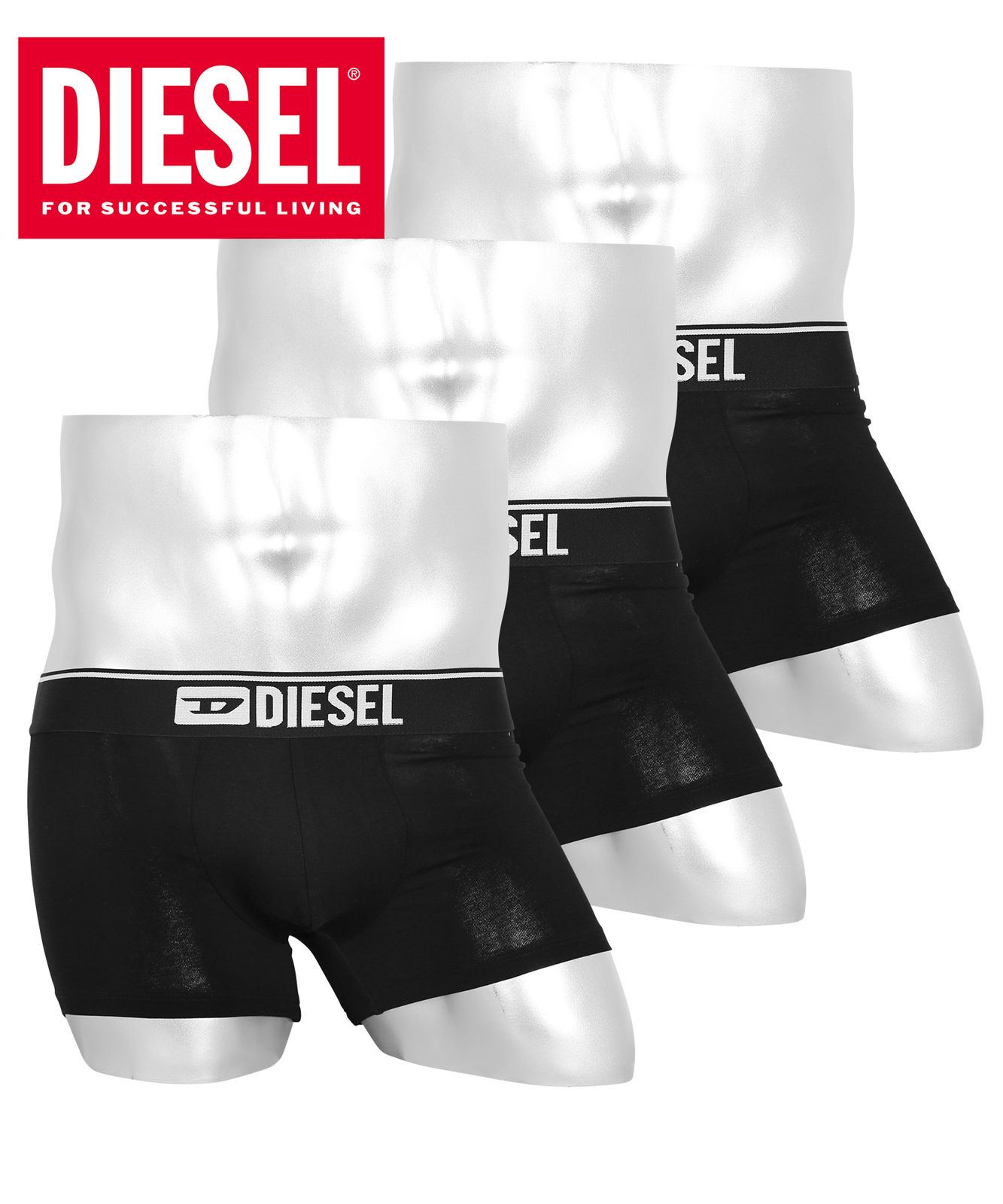 新品 未使用 並行輸入 DIESEL ディーゼル 下着 メンズ ローライズボクサーパンツ 【3枚セット】UMBX-SHAWN sb5i-gafn Aブラックセット