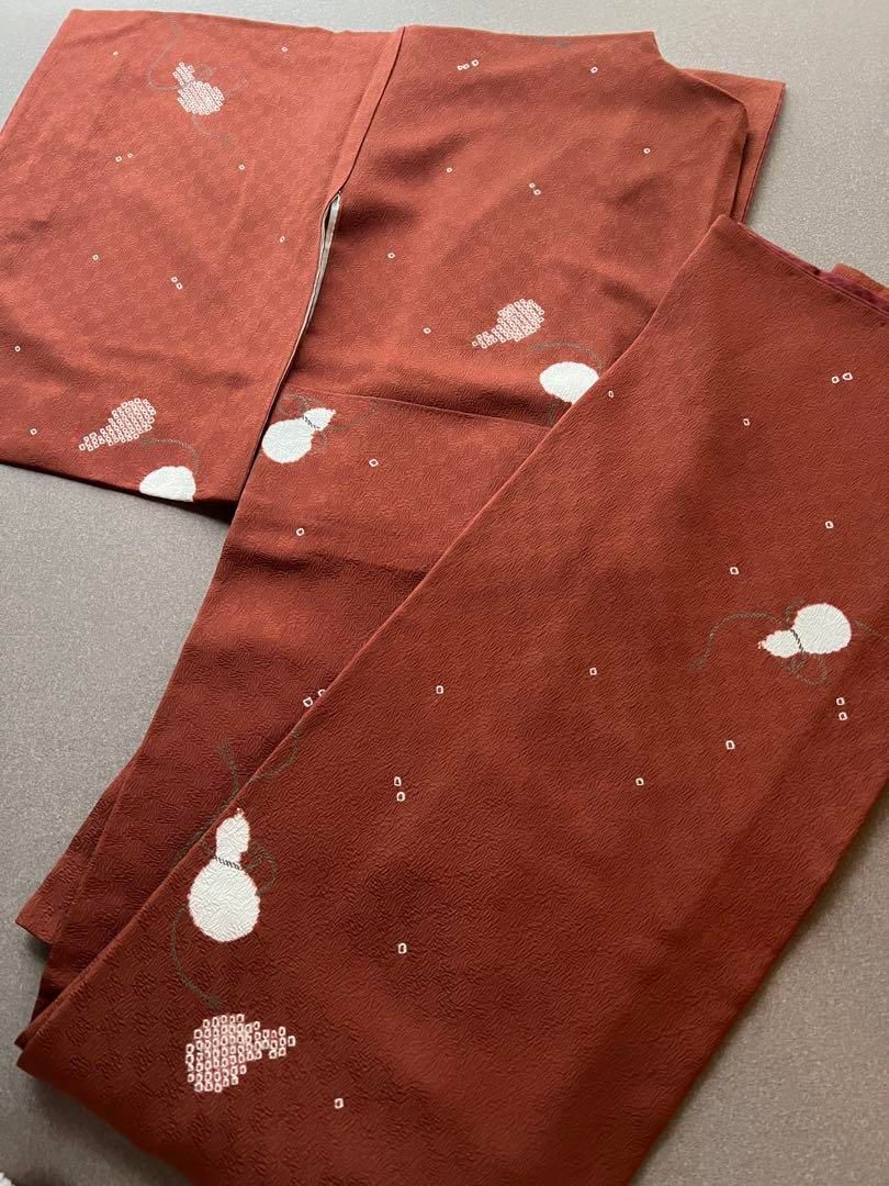 袷 小紋 ひょうたん 絞り 飛び柄小紋