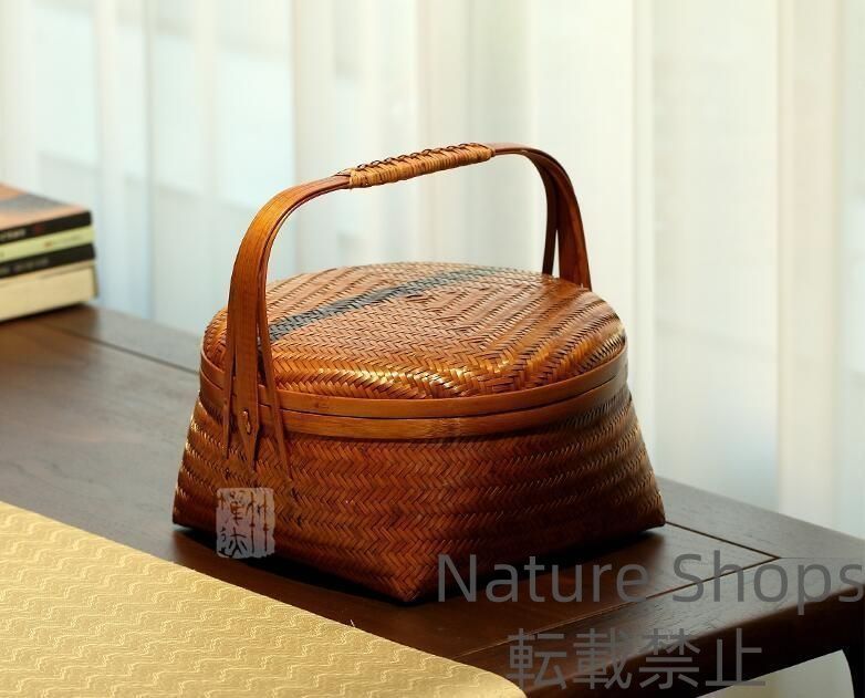 おしゃれ竹籠 収納箱|竹工芸|竹編細工籠|茶道具籠