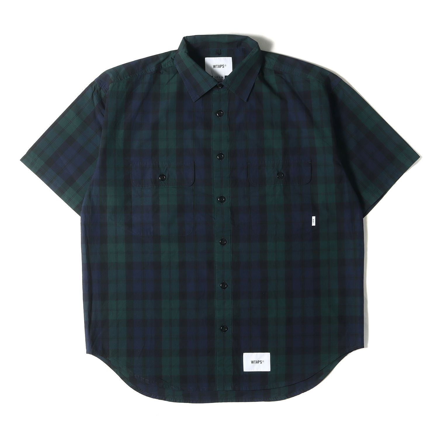 WTAPS ダブルタップス シャツ サイズ:XL 22SS ブラックウォッチ コットンブロード 半袖シャツ WCPO SS COTTON. BROADCLOTH. TEXTILE グリーン ネイビー トップス カジュアルシャツ【メンズ】