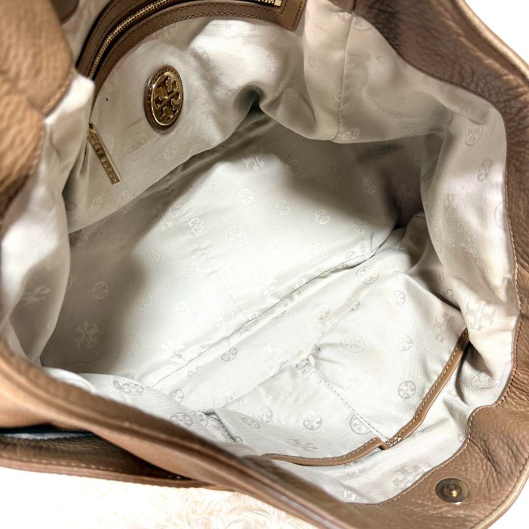 TORY BURCH トリーバーチ ロゴレザーハンドバッグ シボ革トート