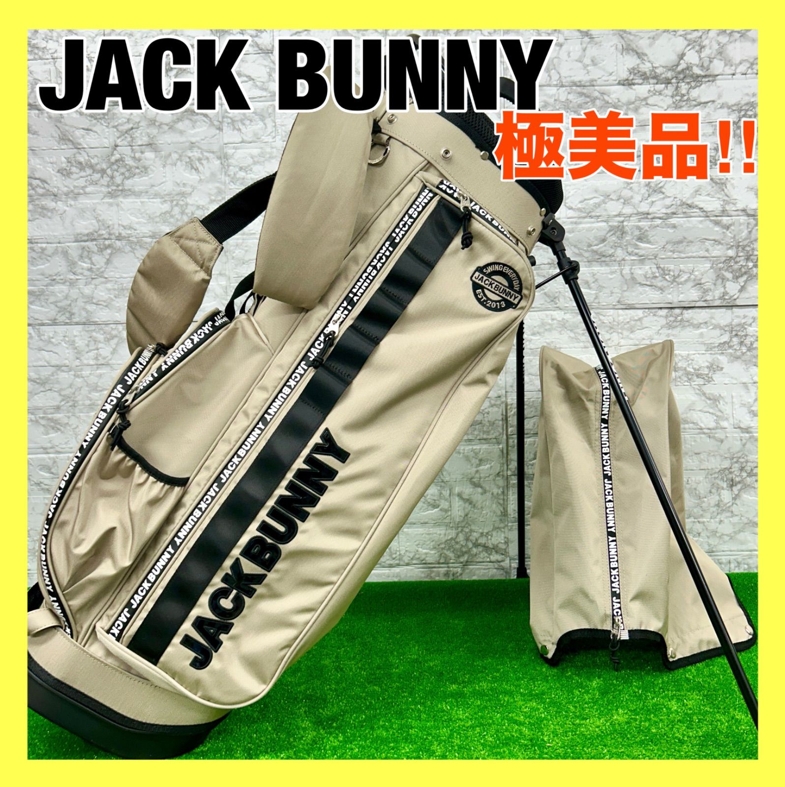 極美品！】JACK BUNNY ジャックバニー ロゴファスナー スタンドキャディバッグ 9型 3.2kg 46インチ対応 ベージュ 2023年モデル  - メルカリ