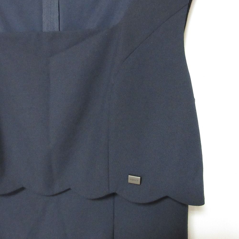美品 フォクシーニューヨーク ネイビー ノースリーブワンピース 42 L-LL フォクシーニューヨーク ノースリーブワンピース フレア ネイビー 40
