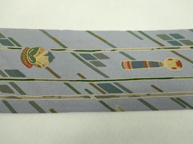 平和屋着物○全通柄九寸名古屋帯 玩具文様 鬼しぼ縮緬