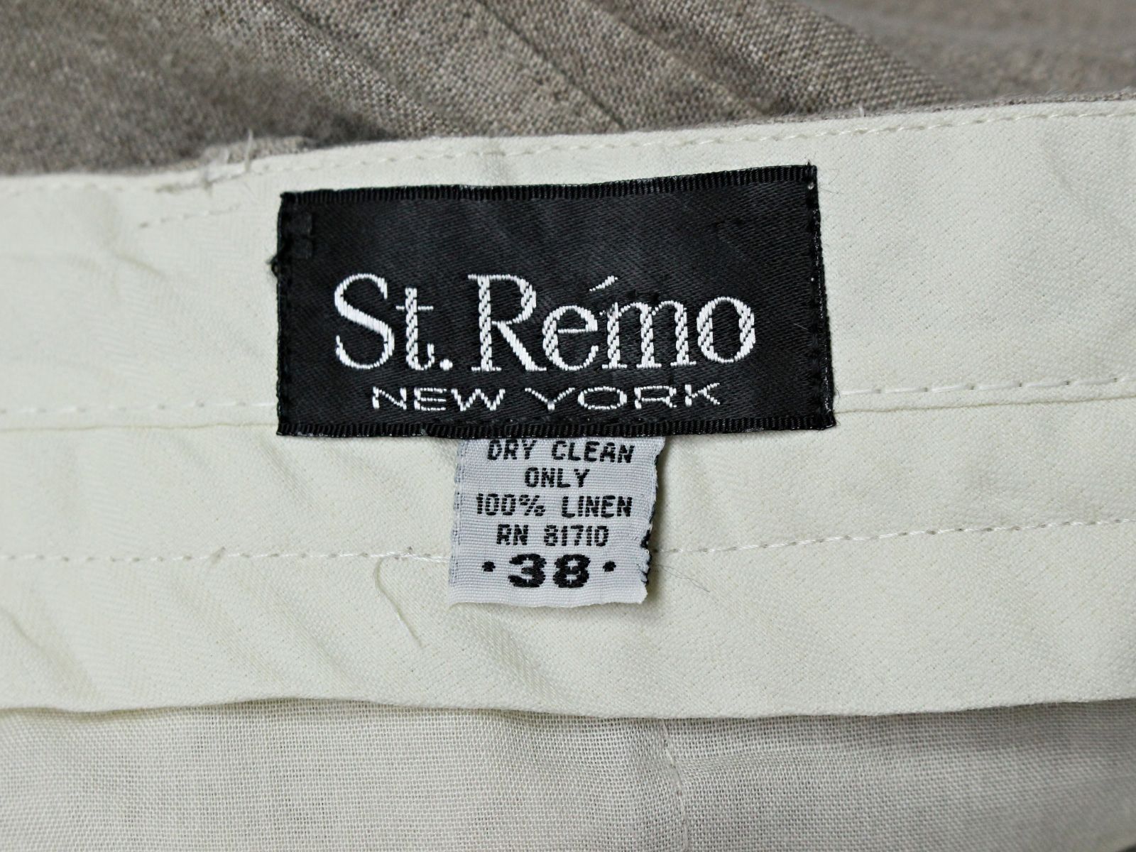 【St.Remo NEW YORK】90s ビンテージ スリータック ワイドテーパード リネンスラックス リネンパンツ W38(ウエスト97cm)