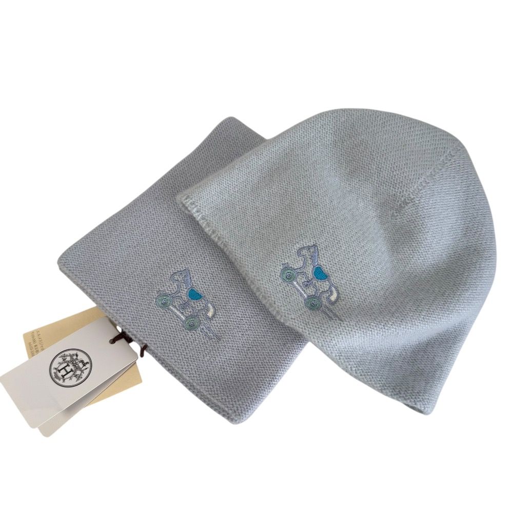 未使用 HERMES エルメス ベビー カシミヤ100％ ニットキャップ+