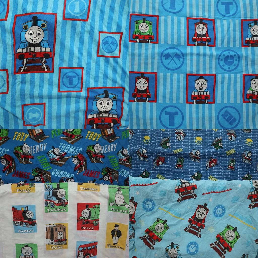 古着卸 まとめ売り 雑貨 ベッドシーツ 布 リメイク 生地 トーマス 6枚セット (ユニセックス ) キャラクター アニメ 機関車 中古古着 NA9272