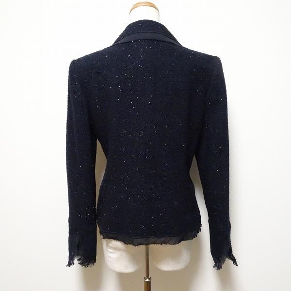 wnc ルネ Rene ジャケット 38 濃紺 ツイード ラメ レディース [810239