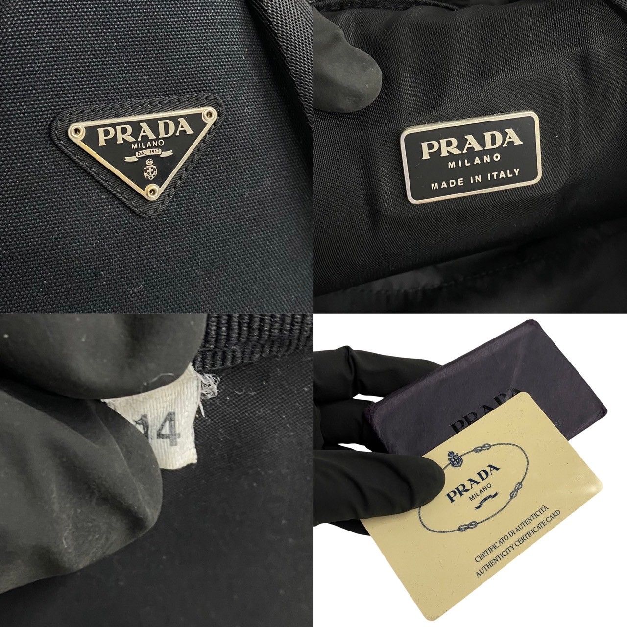 極 美品 カード付 希少品 PRADA プラダ 三角ロゴ プレート 金具