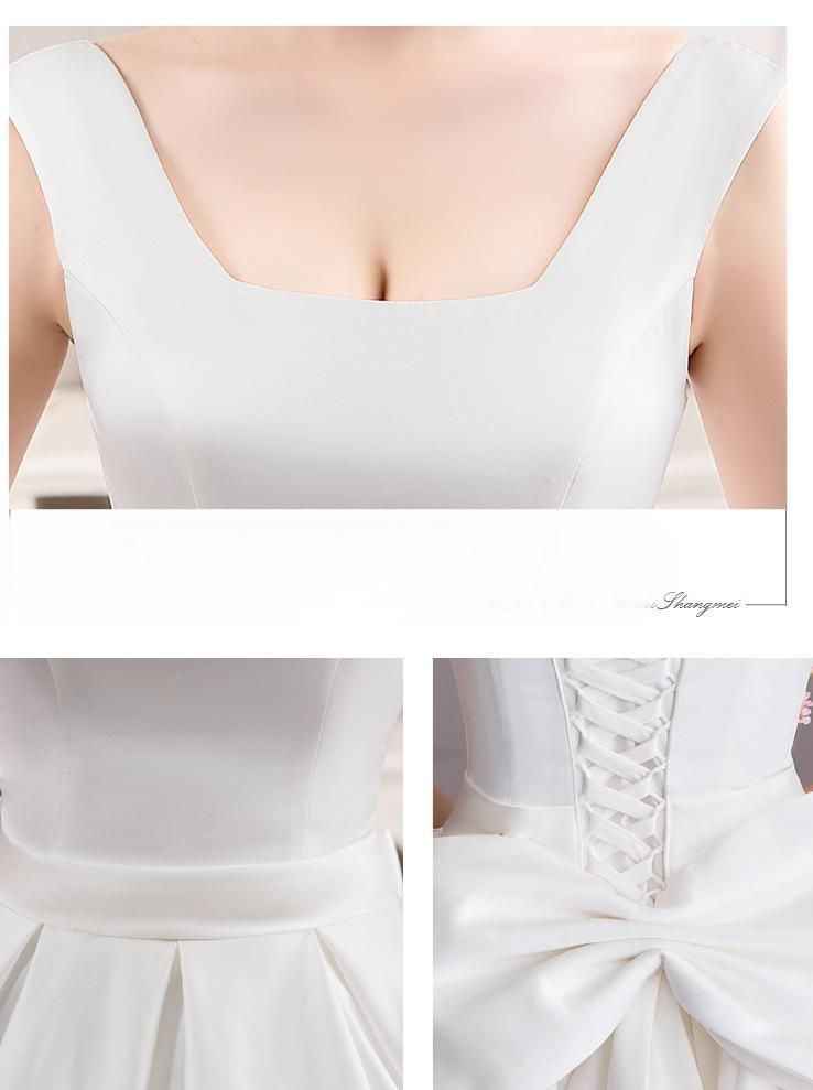 サテン ロングトレーン ウエディングドレス 主婚 Uネック 修身 齊地 赫本風 新娘 礼服 今週 ZZ 520 テーラード ナチュラル系