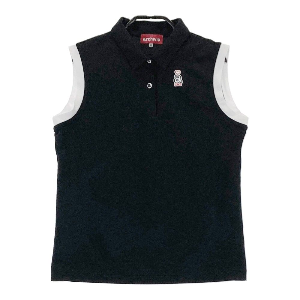 新品 アルチビオ レディース ノースリーブ ポロシャツ サイズ40 L ゴルフ サイズ：40 ARCHIVIO アルチビオ ノースリーブポロシャツ ブラック系