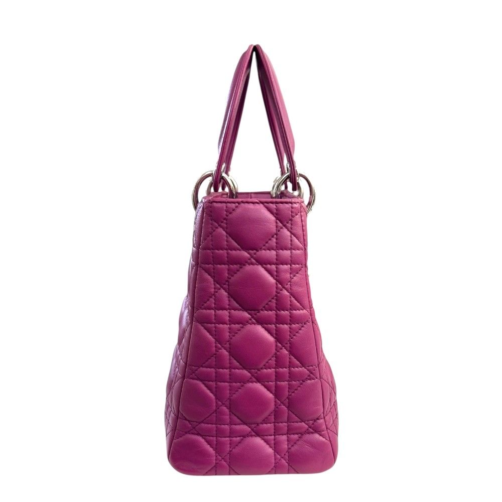 Dior パープル ショルダーバッグ 美品 Dior ディオール レディディオール ミディアム カナージュ