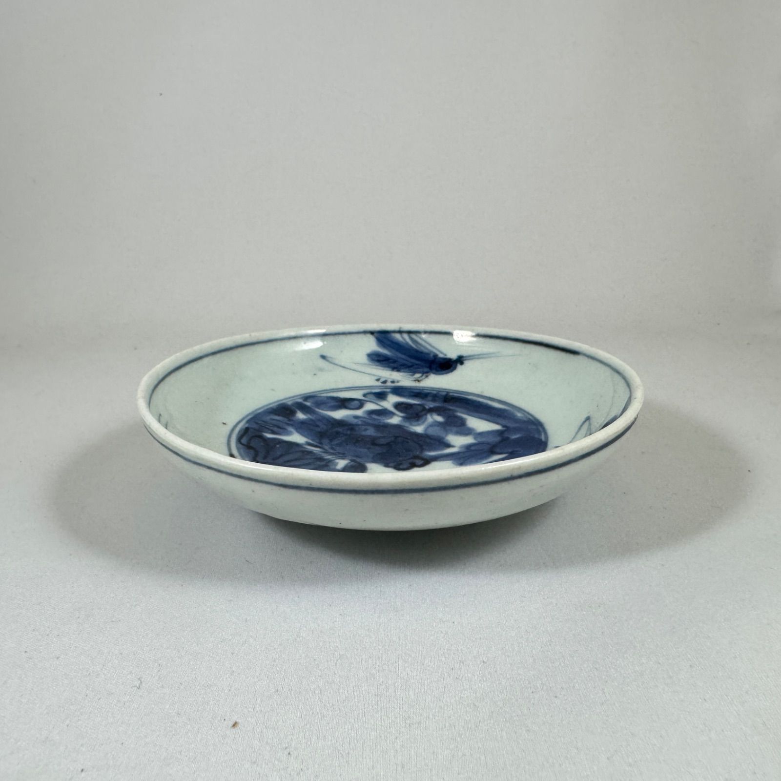 骨董　アンティーク　初期伊万里　藍九谷　染付草花文小碗　残欠　出土品　発掘品 骨董 アンティーク 初期伊万里 藍九谷 染付草花文小碗 残欠 出土