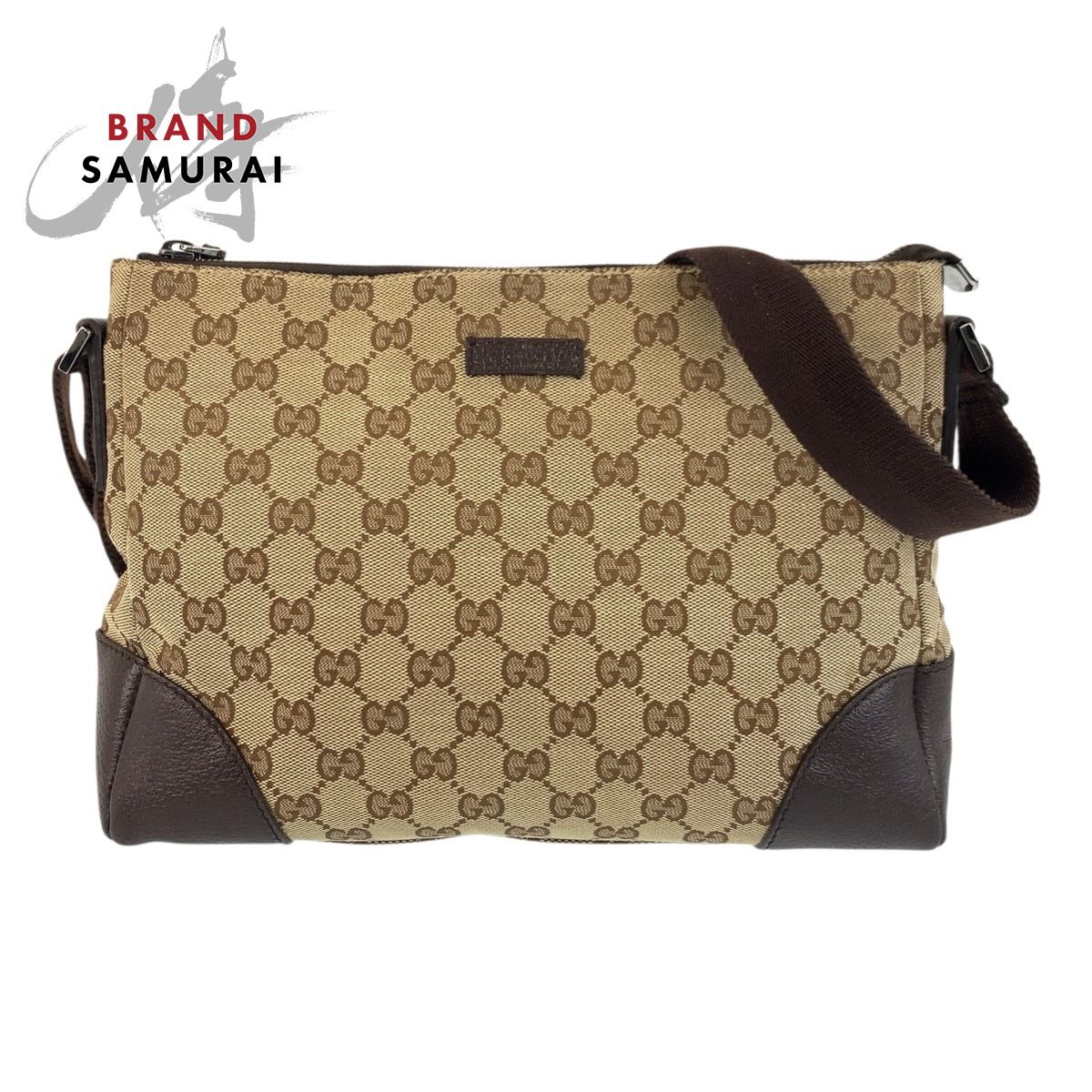 GUCCI グッチ ベージュ ブラウン GGキャンバス 114273 ショルダーバッグ メッセンジャーバッグ レディース 502833