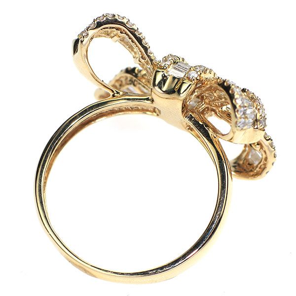 新品 K18YG ダイヤモンド リング D1.00ct リボン - メルカリ