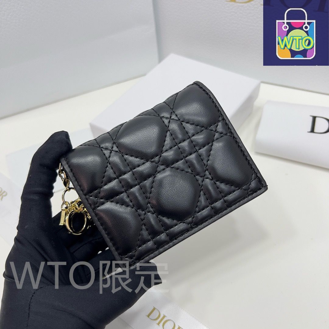 DIOR LADY DIOR ミニウォレット Dior ディオール LADY DIOR ロータスウォレット ミニ財布 三折り