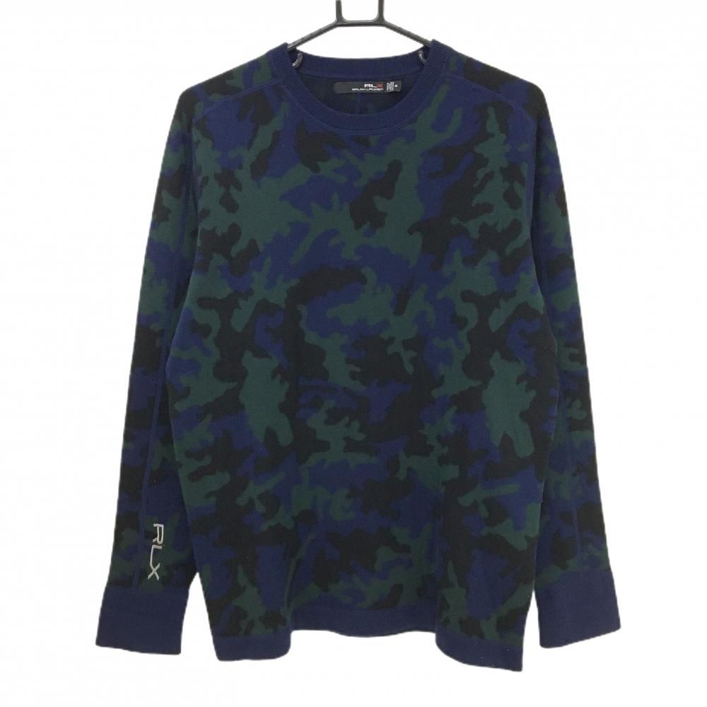 超美品】RLX ラルフローレン セーター ネイビー×黒 迷彩 カモフラ