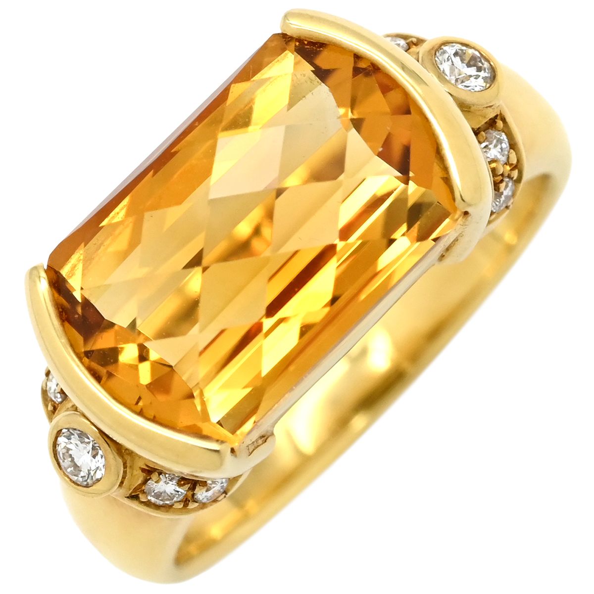 TASAKI TASAKI リング 指輪 スクエア ダイヤ×色石リング K18YG ダイヤモンド 色石 イエローゴールド 18K 750 YG 10.5号 箱