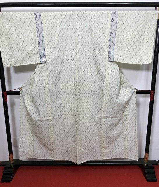 Lサイズ リメイク男物シリーズ ウール クリーム地に絣模様 福服特製