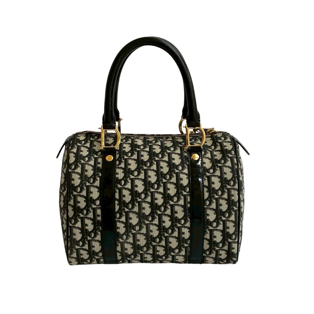 【極美品】Dior ミニボストンバッグ トロッター キャンバス レザー ディオール トロッター ハンドバッグ ミニボストンバッグ