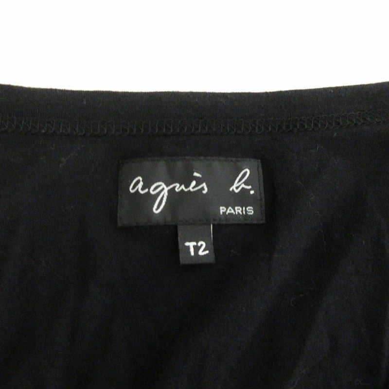 アニエスベー agnes b. プレッション カーディガン 薄手 コットン 無地 黒 ブラック T2 ■FF レディース アニエスベー agnes b. プレッション カーディガン 薄手