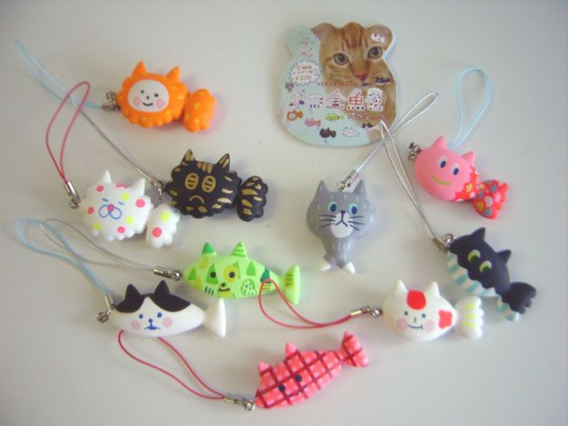 ♯Hzi09LZネコ金魚ストラップ2全10種