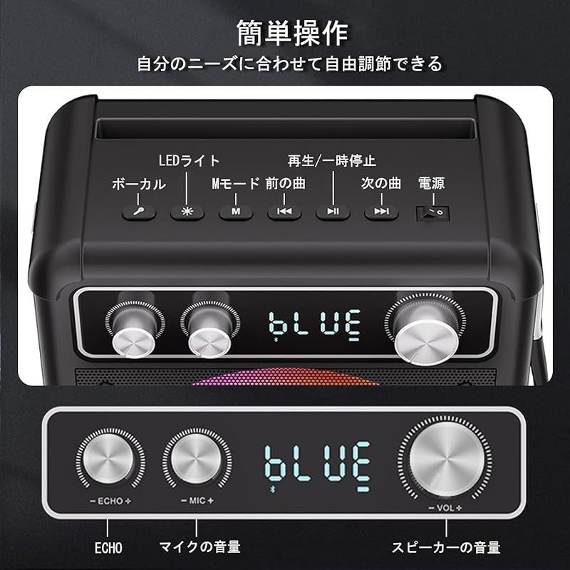 VOSOCO カラオケセット ワイヤレスマイク2本 スピーカーセット