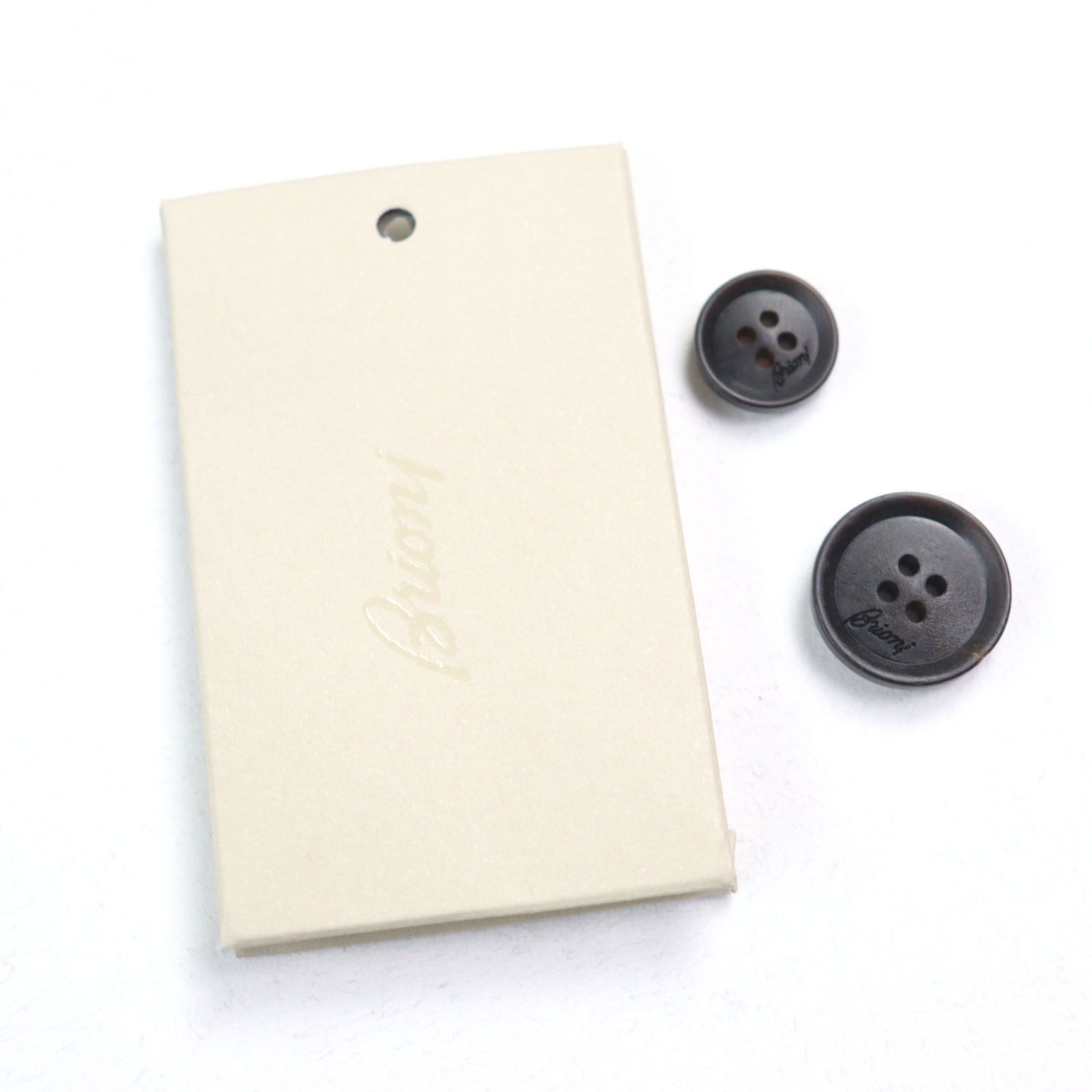 極美品○Brioni ブリオーニ バージンウール シルク ロゴボタン レザー