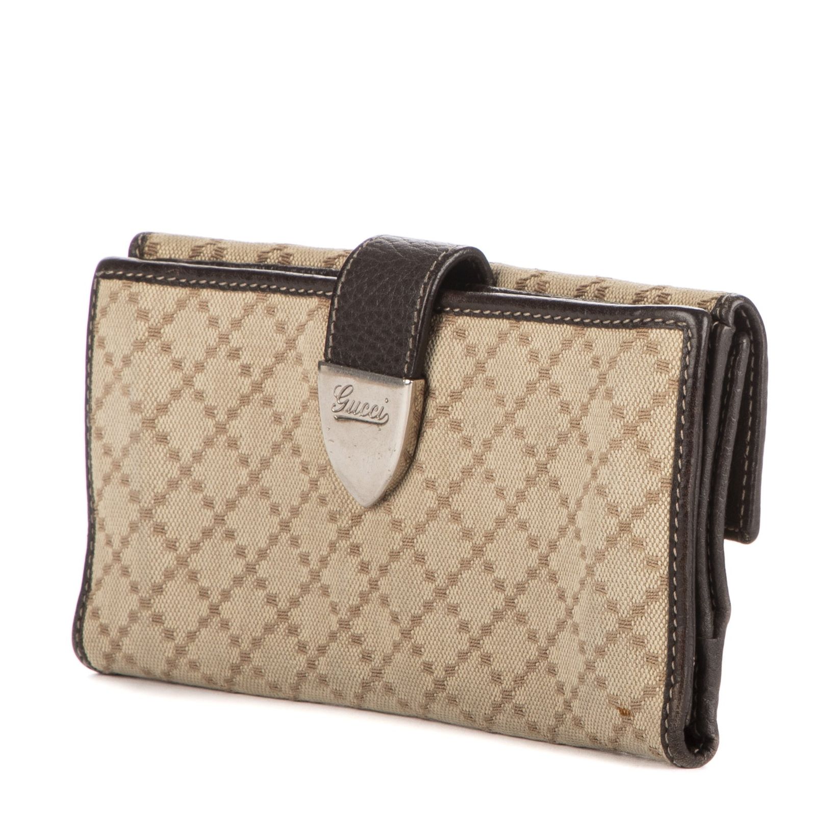 GUCCI グッチコンチネンタルウォレットベージュ|ブラウンディアマンテキャンバスA