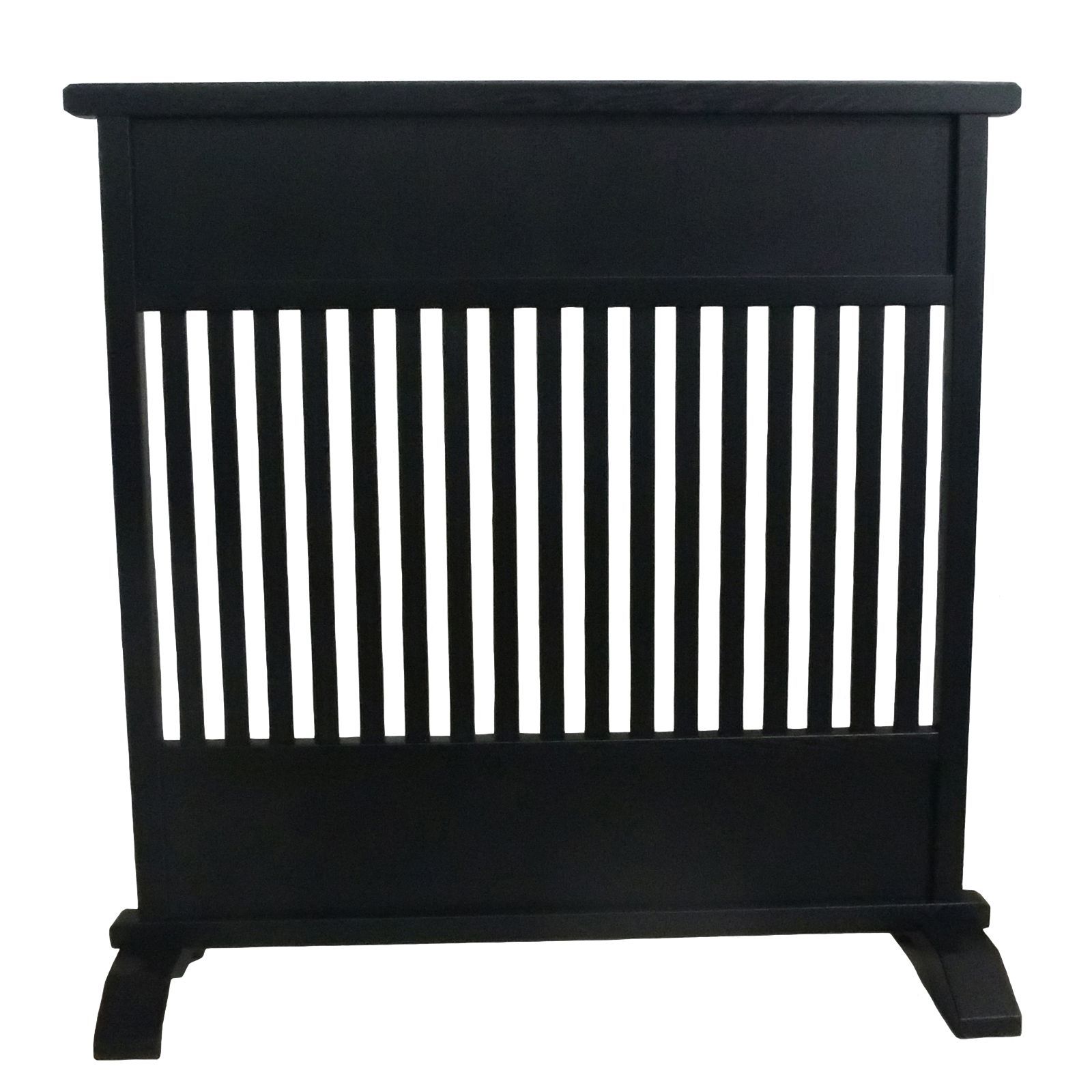 ブラック格子状和風衝立シンプル1枚式パーテーションブラック塗装③