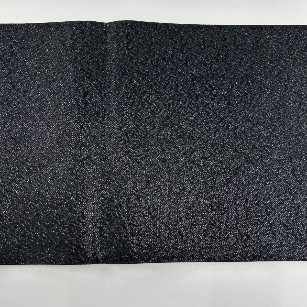 (最終市) No.2406 未使用シリーズ正絹菱縞箔袋帯　超美品 袋帯 美品 秀品 よろけ縞 金銀糸 箔 黒 六通 正絹 【中古