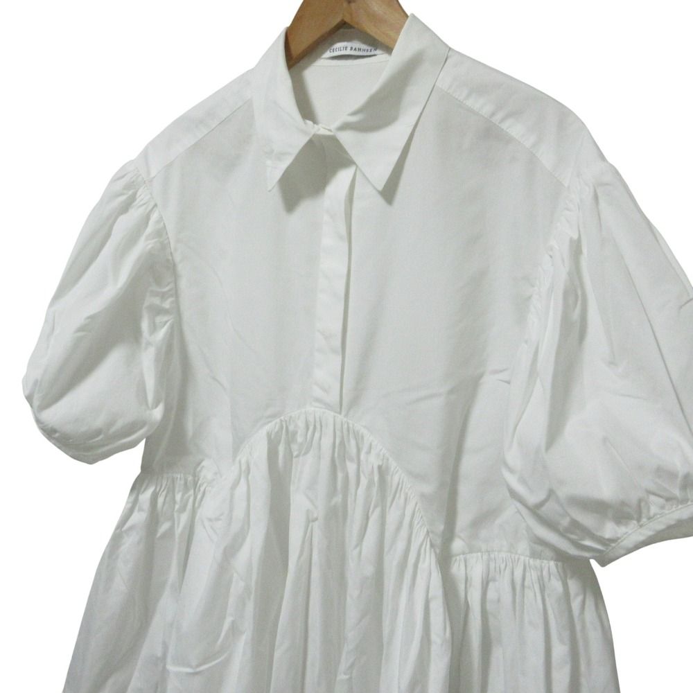  CECILIE BAHNSEN セシリーバンセン Esther Dress 半袖 ペプラム ミニドレス チュニック ブラウス UK 6 ホワイト レディース 古着 半袖 チュニック